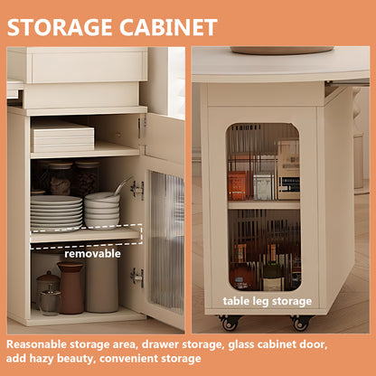 Aihm-Lon Kitchen Island with Foldable Extendable Table 74.60"