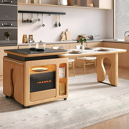 Aihm-Lon Solid Wood Kitchen Island with Extendable Table 94.48"-102.36"