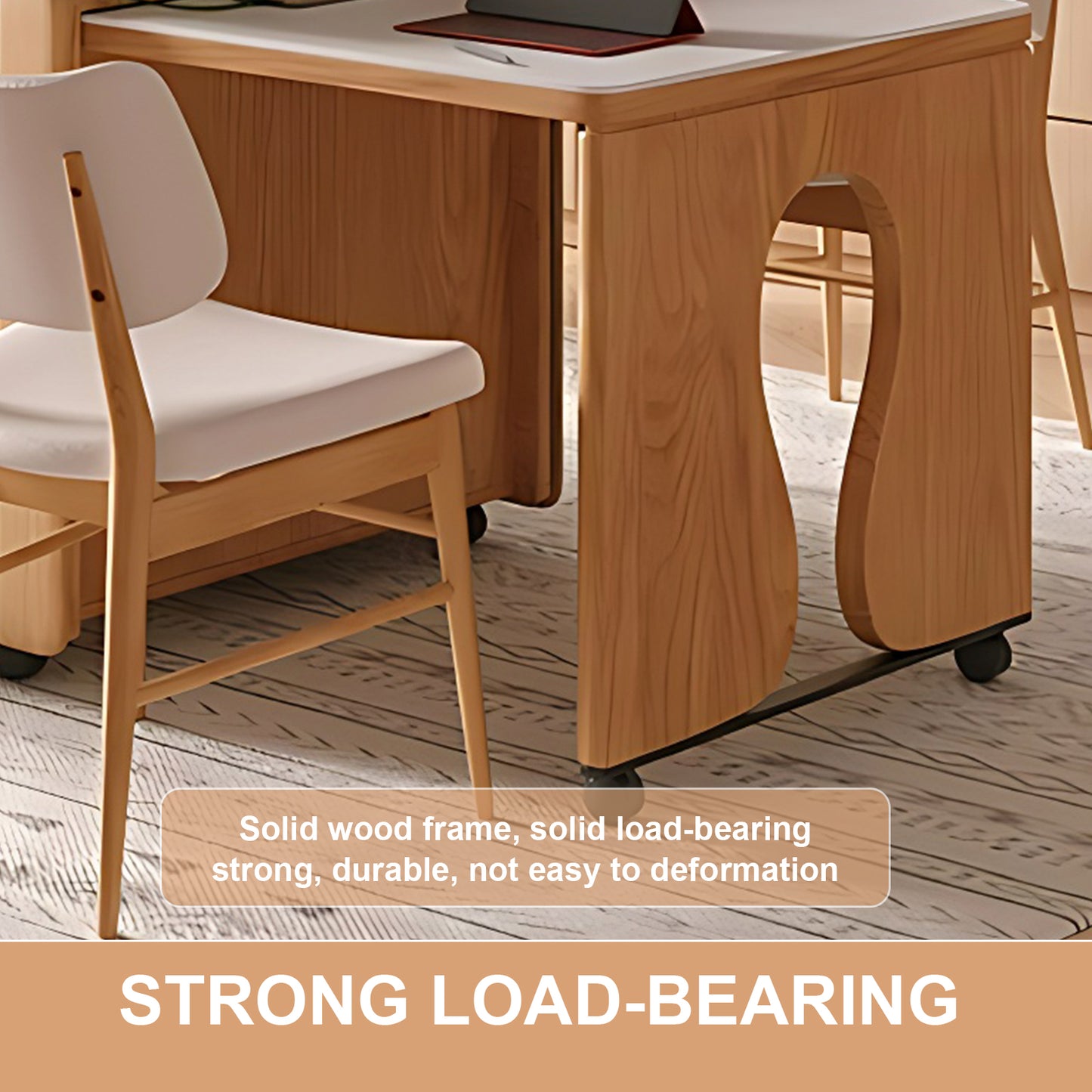 Aihm-Lon Solid Wood Kitchen Island with Extendable Table 94.48"-102.36"