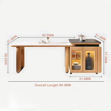 Aihm-Lon Solid Wood Kitchen Island with Extendable Table 94.48"-102.36"