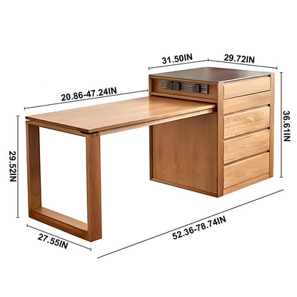 Aihm-Lon Kitchen Island with Black Countertop Extendable Table 52.36"-75.98"