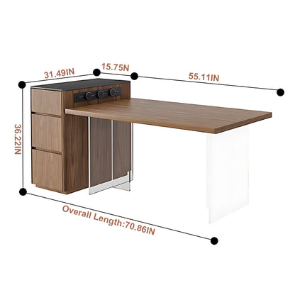 Aihm-Lon Adjustable Solid Wood Kitchen Island Table with Drawers 70.86"-94.49"