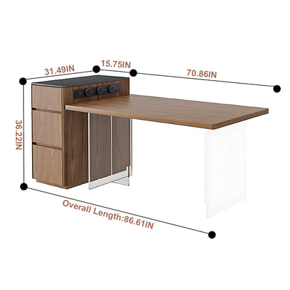 Aihm-Lon Adjustable Solid Wood Kitchen Island Table with Drawers 70.86"-94.49"