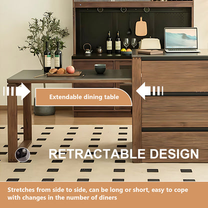 Aihm-Lon Kitchen Island with Extendable Table Wheels Shelves 82.67"-106.29"