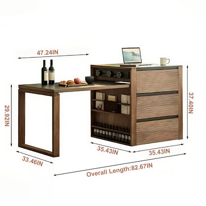 Aihm-Lon Kitchen Island with Extendable Table Wheels Shelves 82.67"-106.29"