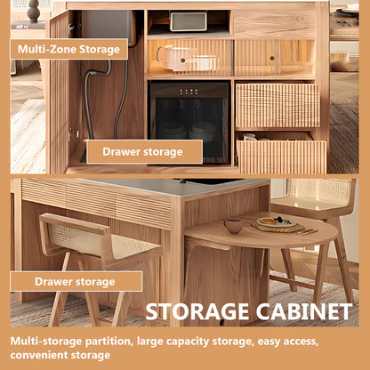 Aihm-Lon Kitchen Island with Extendable Table with Sink 102.36"-118.11"