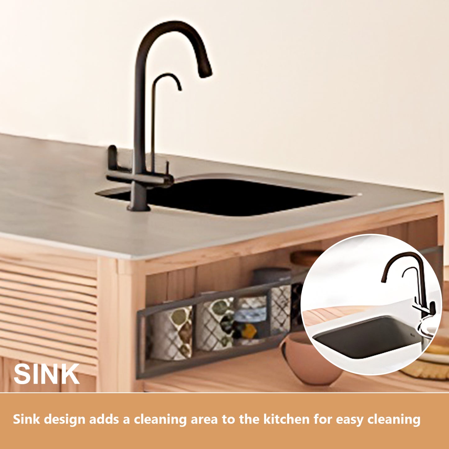 Aihm-Lon Kitchen Island with Extendable Table with Sink 102.36"-118.11"