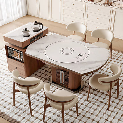 Aihm-Lon Multifunctional Solid Wood Kitchen Island Table 86.61"-92.51"