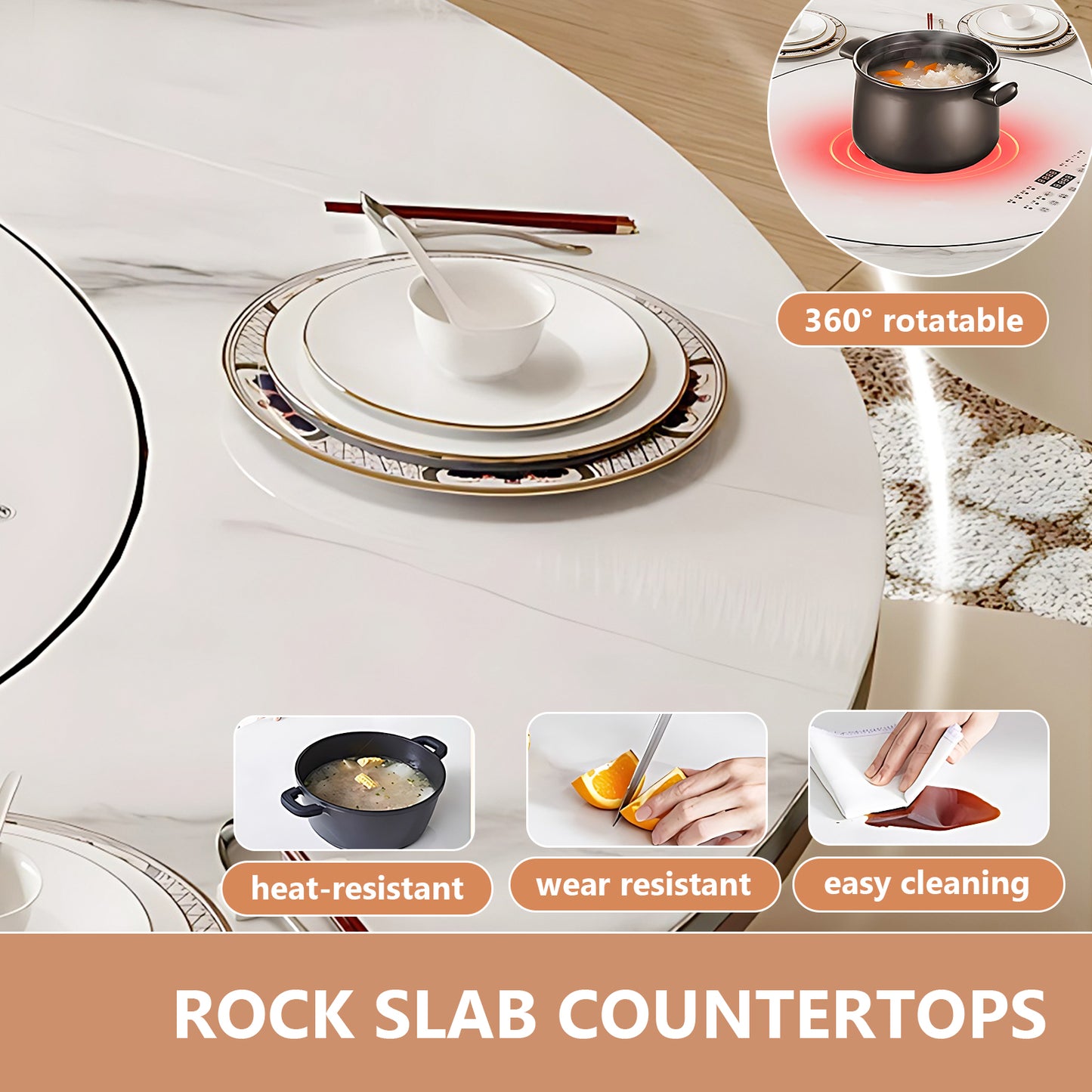 Aihm-Lon Multifunctional Solid Wood Kitchen Island Table 86.61"-92.51"