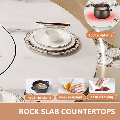 Aihm-Lon Multifunctional Solid Wood Kitchen Island Table 86.61"-92.51"