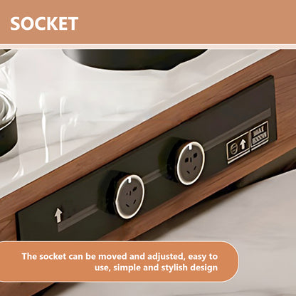 Aihm-Lon Multifunctional Solid Wood Kitchen Island Table 86.61"-92.51"