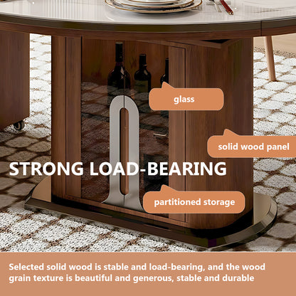 Aihm-Lon Multifunctional Solid Wood Kitchen Island Table 86.61"-92.51"