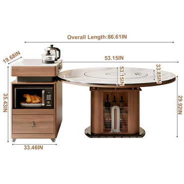 Aihm-Lon Multifunctional Solid Wood Kitchen Island Table 86.61"-92.51"