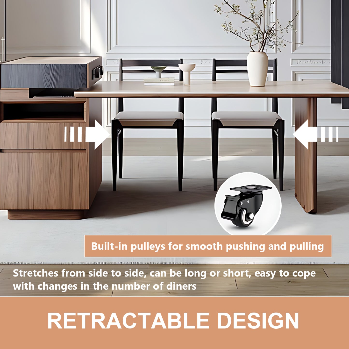 Aihm-Lon Kitchen Island with Extendable Table Wheels Drawers 61.03"-76.77"