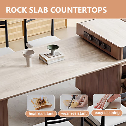 Aihm-Lon Kitchen Island with Extendable Table Wheels Drawers 61.03"-76.77"