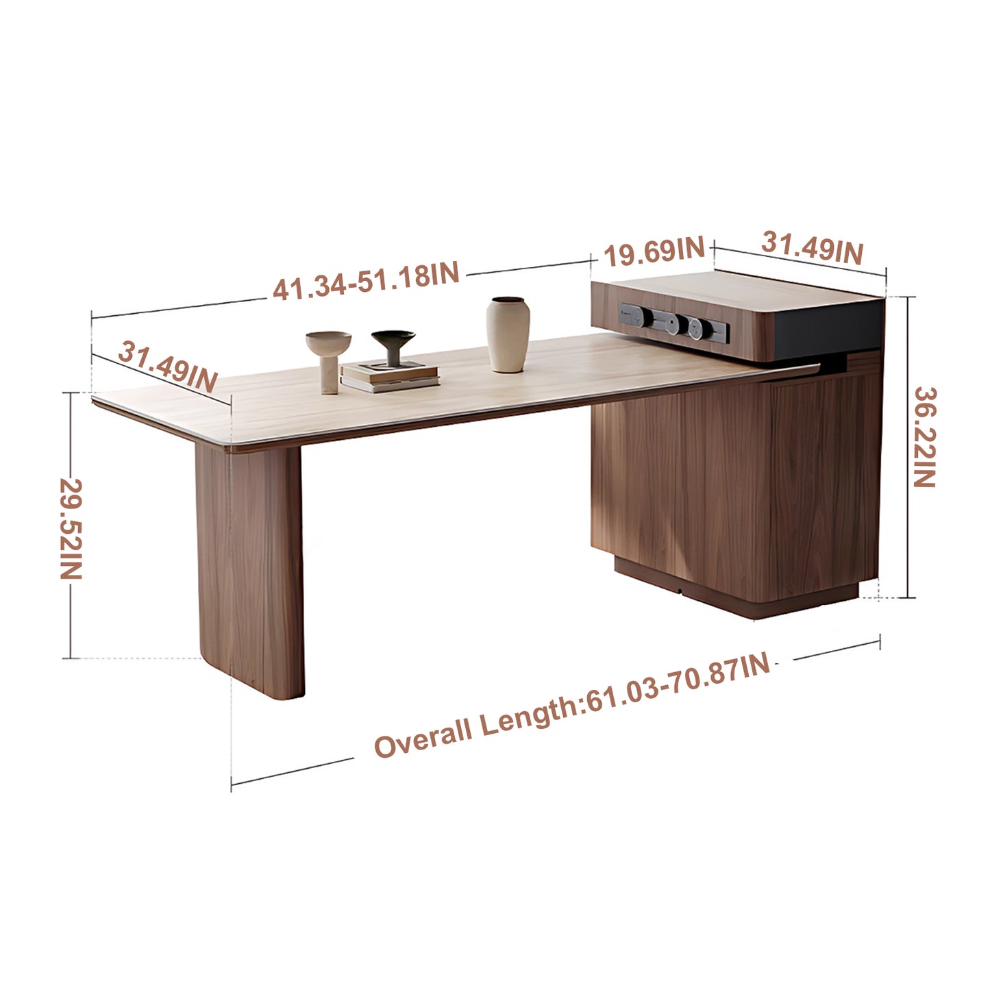 Aihm-Lon Kitchen Island with Extendable Table Wheels Drawers 61.03"-76.77"
