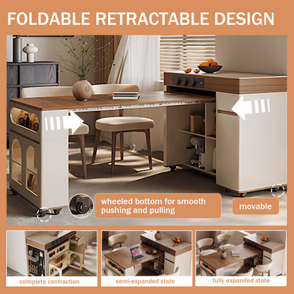 Aihm-Lon Kitchen Island with Foldable Extendable Table 82.67"