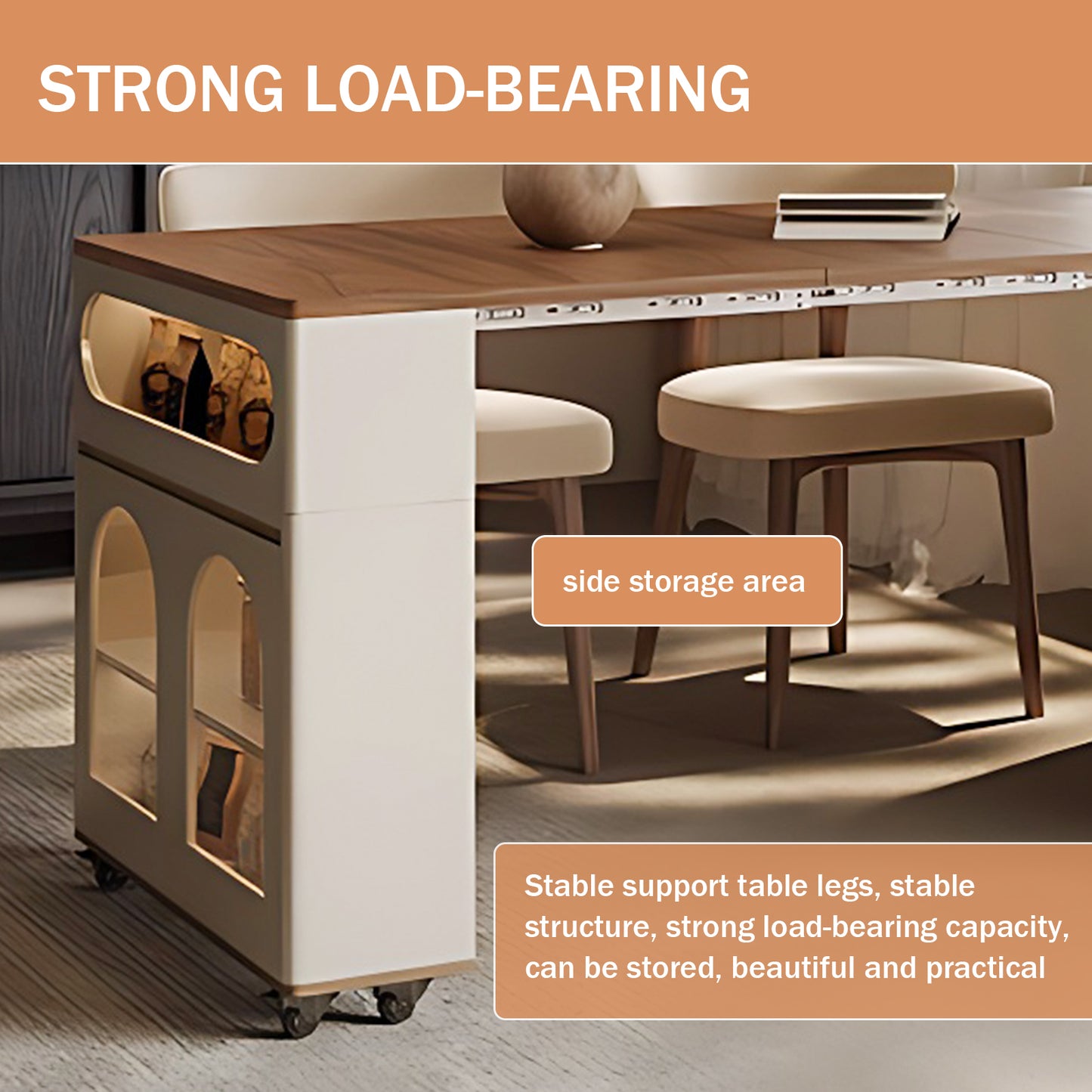 Aihm-Lon Kitchen Island with Foldable Extendable Table 82.67"