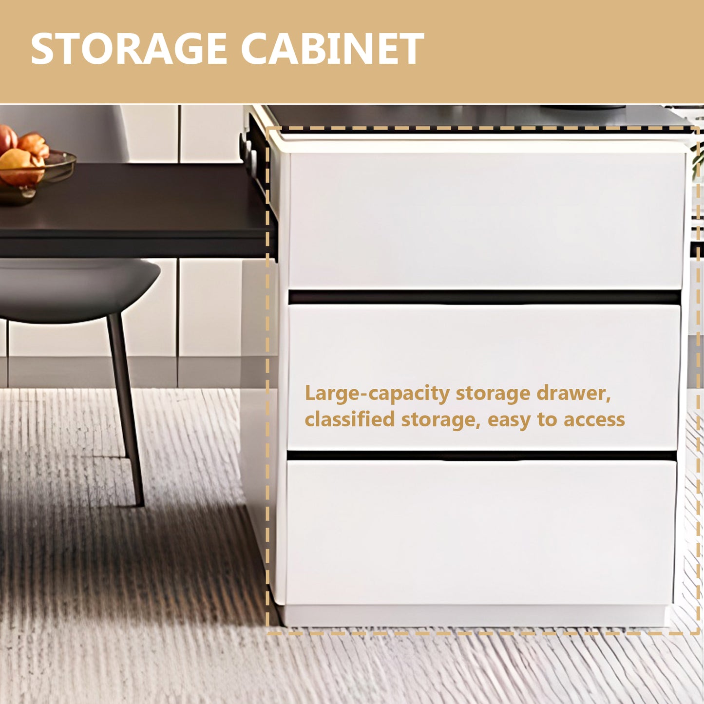 Aihm-Lon Kitchen Island with Extendable Table Wheels and Storage Cabinet 66.93"-74.8"