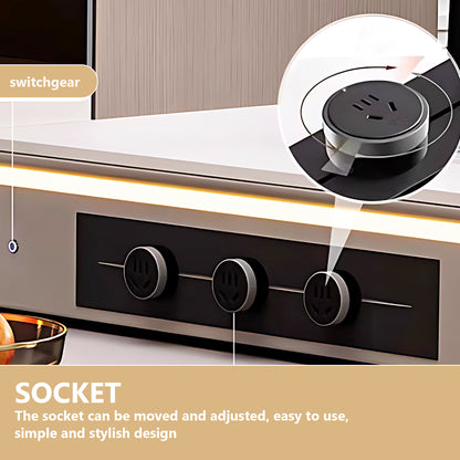 Aihm-Lon Kitchen Island with Extendable Table Wheels and Storage Cabinet 66.93"-74.8"