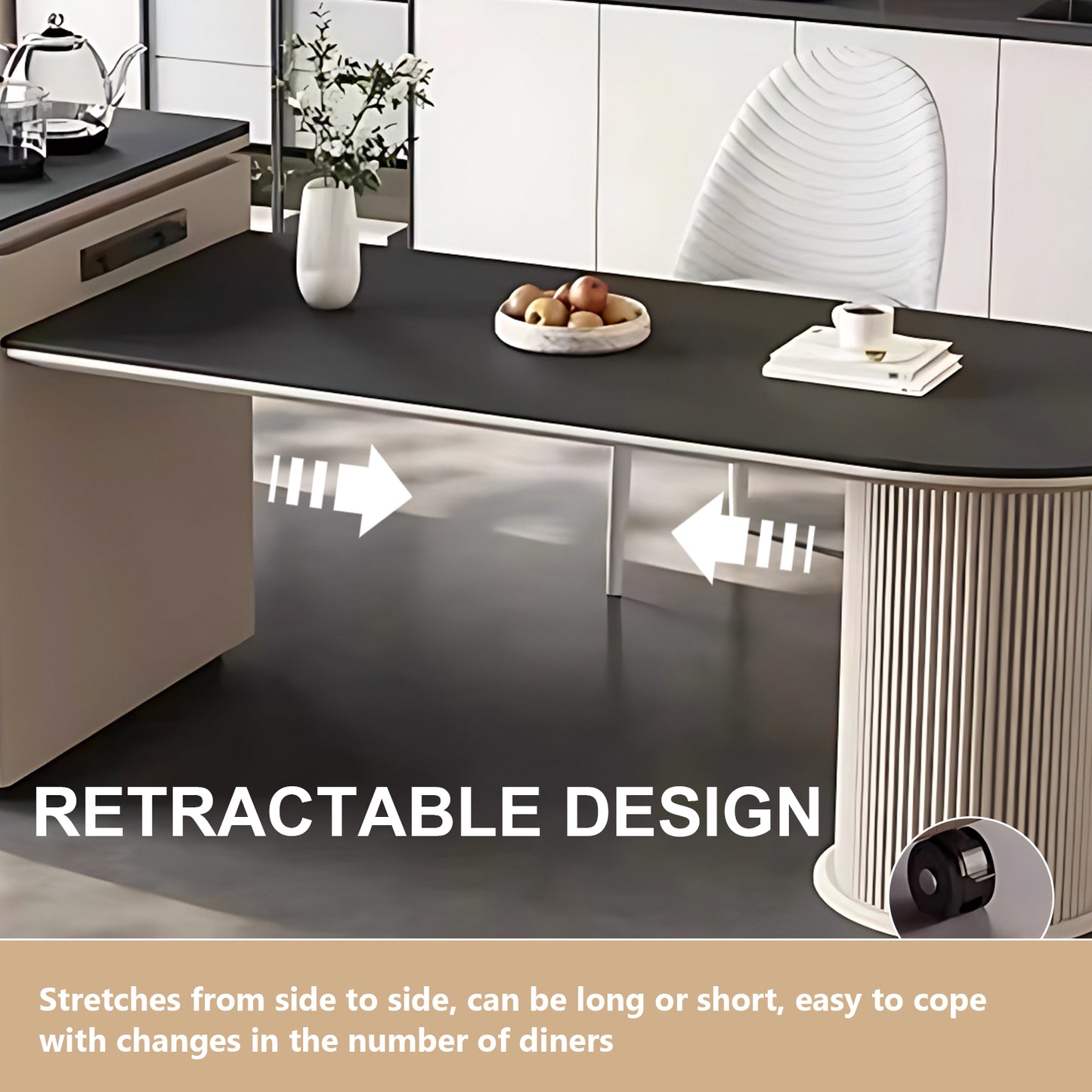 Aihm-Lon Kitchen Island with Extendable Table and Power Outlet 55.11"-66.92"