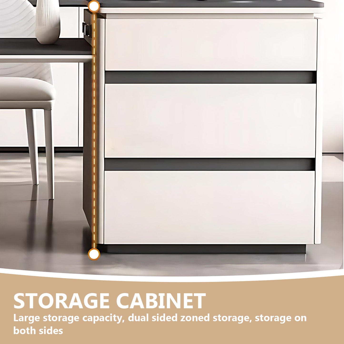 Aihm-Lon Kitchen Island with Extendable Table and Power Outlet 55.11"-66.92"