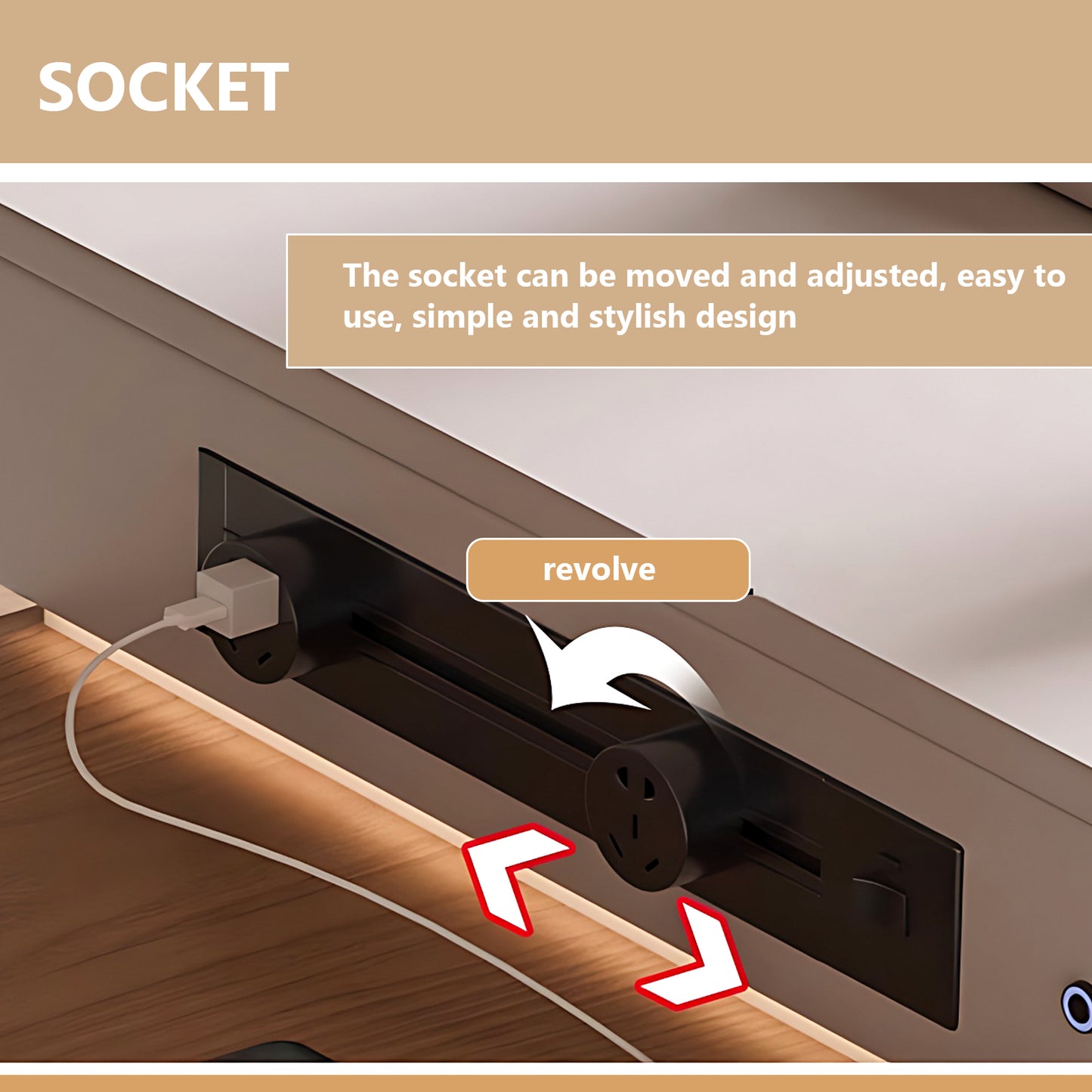 Aihm-Lon Kitchen Island with Extendable Table and Power Outlet 55.11"-66.92"