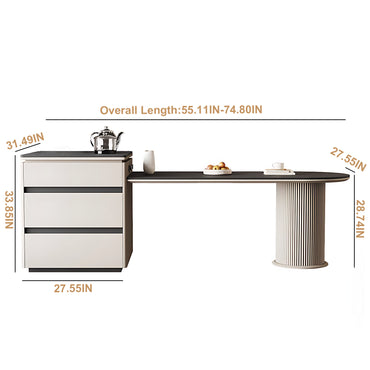 Aihm-Lon Kitchen Island with Extendable Table and Power Outlet 55.11"-66.92"