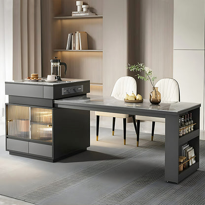 Aihm-Lon  Modern Kitchen Island with Extendable Table 51.18"-66.92"