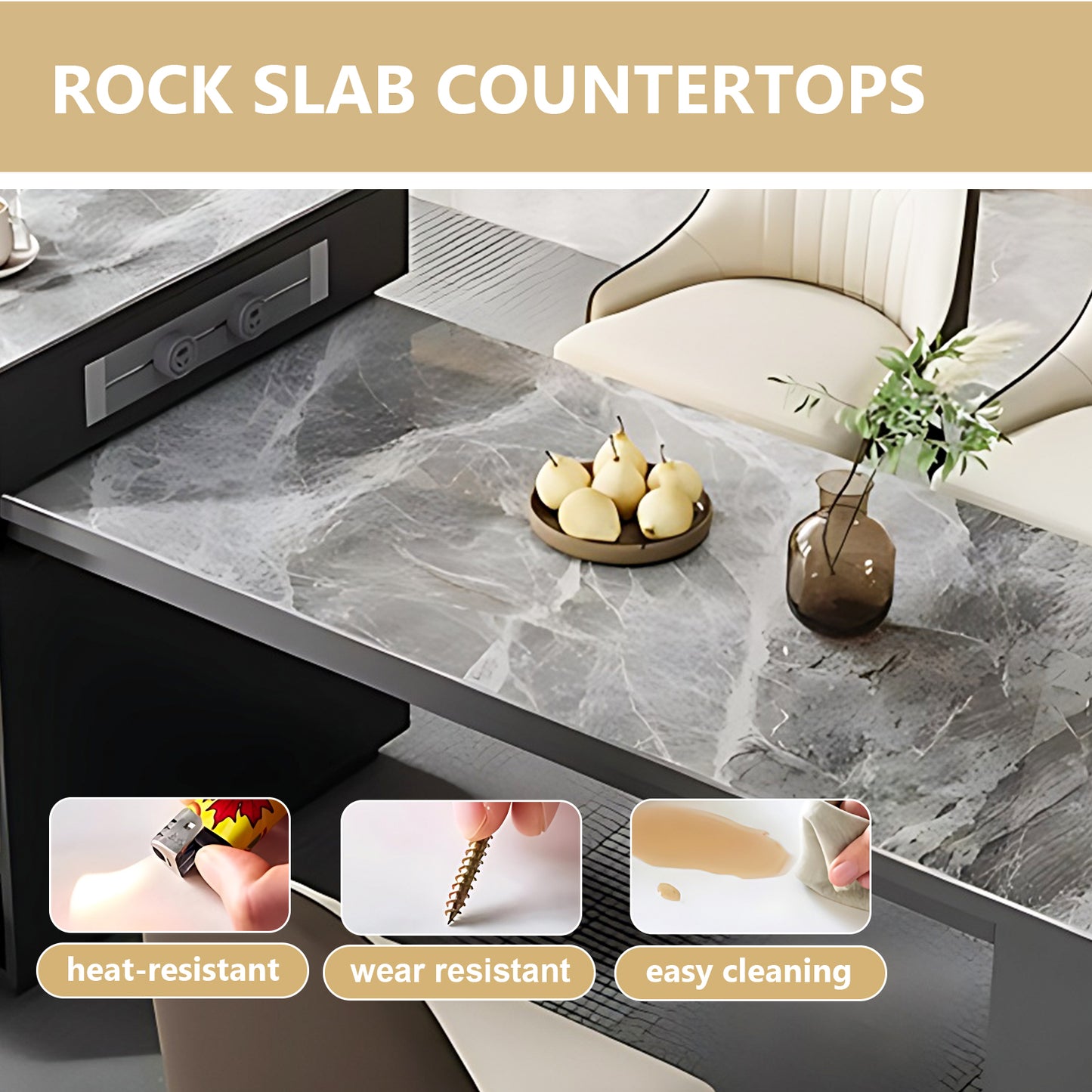 Aihm-Lon  Modern Kitchen Island with Extendable Table 51.18"-66.92"