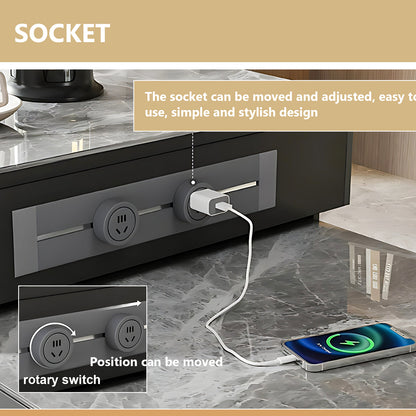 Aihm-Lon  Modern Kitchen Island with Extendable Table 51.18"-66.92"