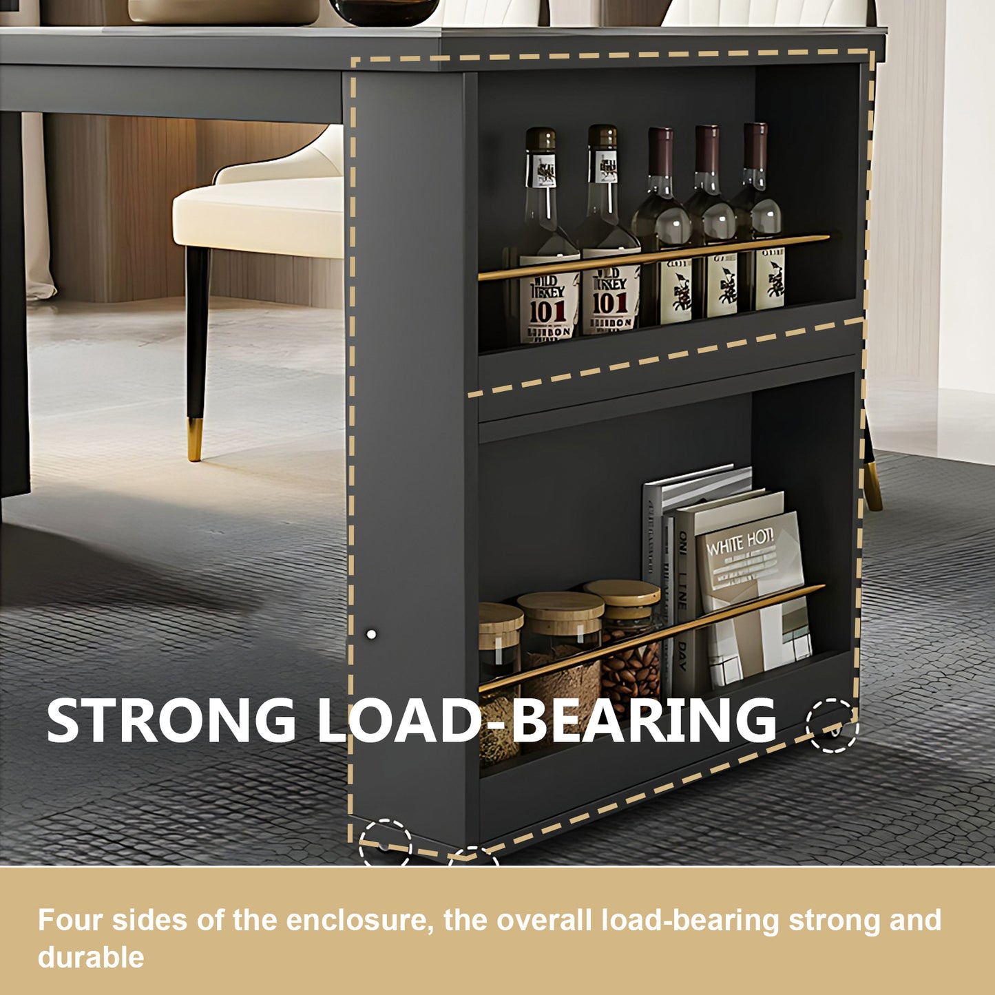 Aihm-Lon  Modern Kitchen Island with Extendable Table 51.18"-66.92"