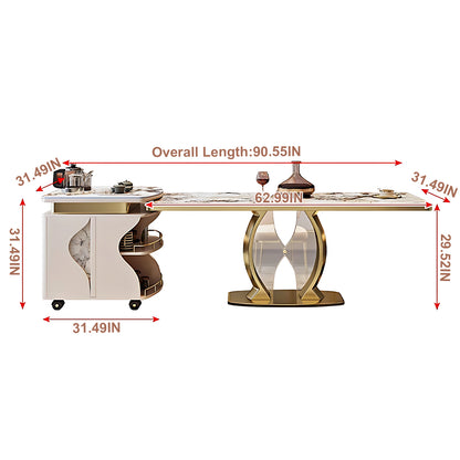 Aihm-Lon Luxury Movable Kitchen Island with Storage 82.67"-98.42"