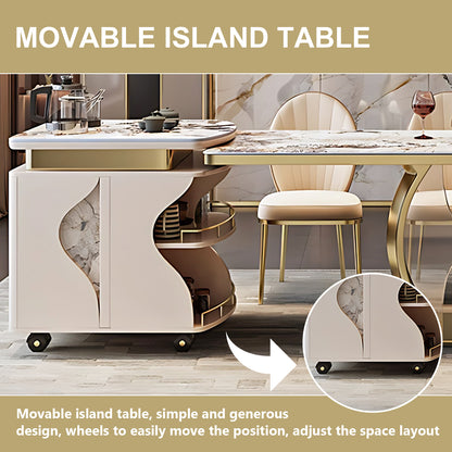 Aihm-Lon Luxury Movable Kitchen Island with Storage 82.67"-98.42"