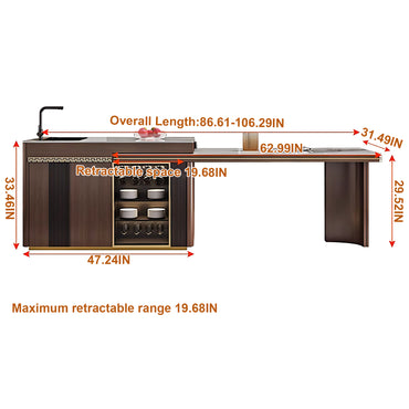 Aihm-Lon Kitchen Island with Sink Sideboard Buffet Cabinet 86.61"-94.48"