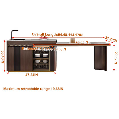 Aihm-Lon Kitchen Island with Sink Sideboard Buffet Cabinet 86.61"-94.48"