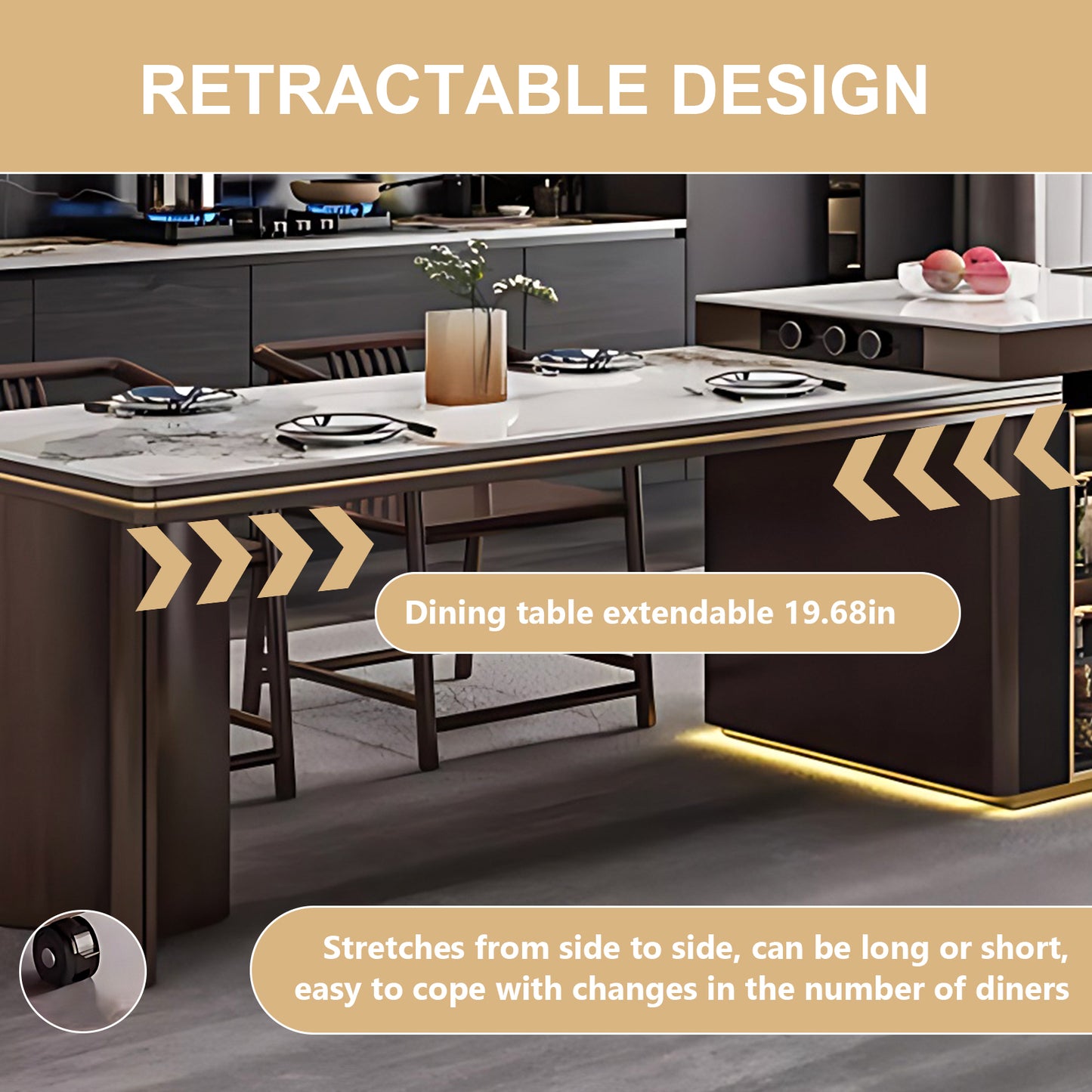 Aihm-Lon Kitchen Island with Sink Sideboard Buffet Cabinet 86.61"-94.48"