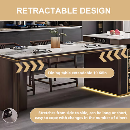 Aihm-Lon Kitchen Island with Sink Sideboard Buffet Cabinet 86.61"-94.48"