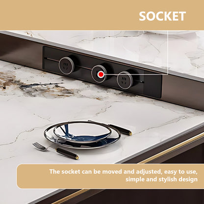 Aihm-Lon Kitchen Island with Sink Sideboard Buffet Cabinet 86.61"-94.48"