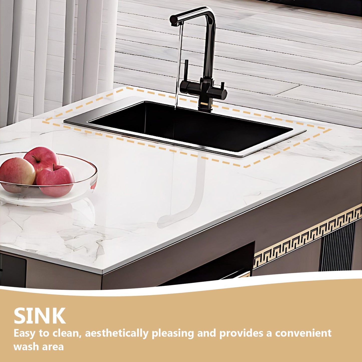 Aihm-Lon Kitchen Island with Sink Sideboard Buffet Cabinet 86.61"-94.48"