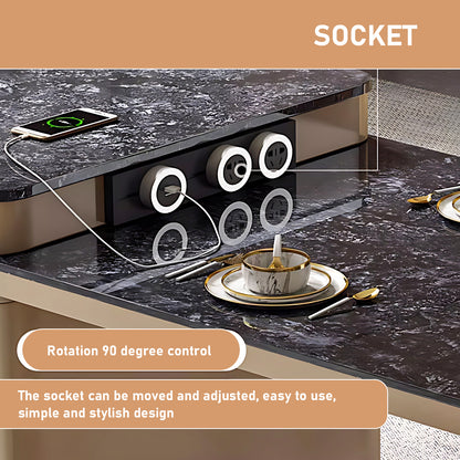 Aihm-Lon Kitchen Island with Extendable Dining Table with Sink 82.68"-98.43"