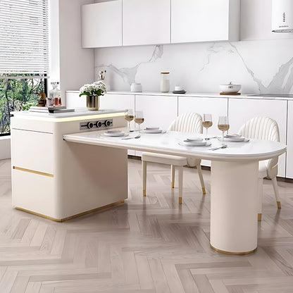 Aihm-Lon Kitchen Island with Drawers Extendable Table 74.80"-90.55"