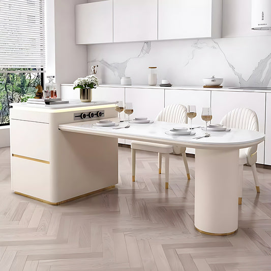 Aihm-Lon Kitchen Island with Drawers Extendable Table 74.80"-90.55"