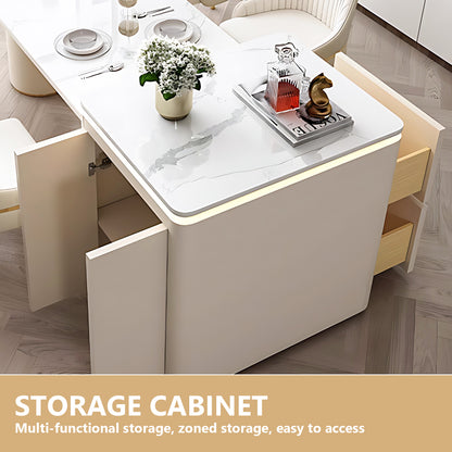 Aihm-Lon Kitchen Island with Drawers Extendable Table 74.80"-90.55"