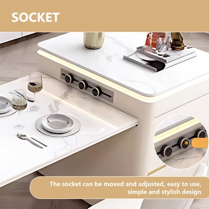 Aihm-Lon Kitchen Island with Drawers Extendable Table 74.80"-90.55"