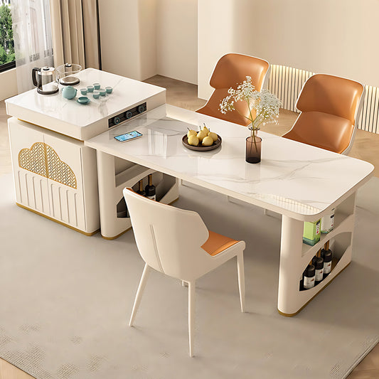 Aihm-Lon Kitchen Island with Extendable Table and Side Storage 82.67"-98.42"