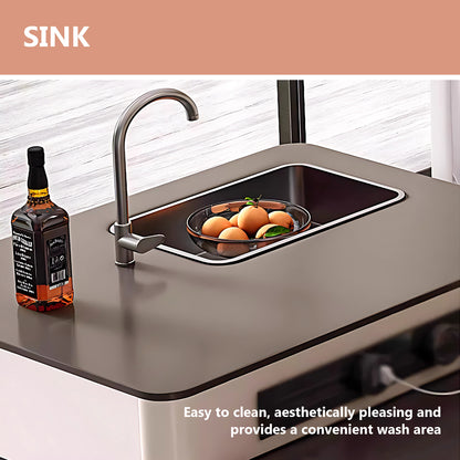 Aihm-Lon Kitchen Island with Sink and Extendable Table 78.74"-94.48"