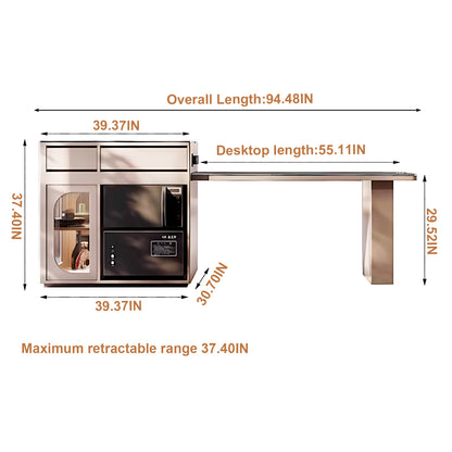 Aihm-Lon Kitchen Island with Extendable Table Side Storage 86.61"-102.36"