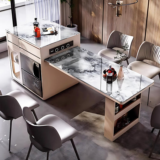 Aihm-Lon Kitchen Island with Extendable Table Side Storage 86.61"-102.36"