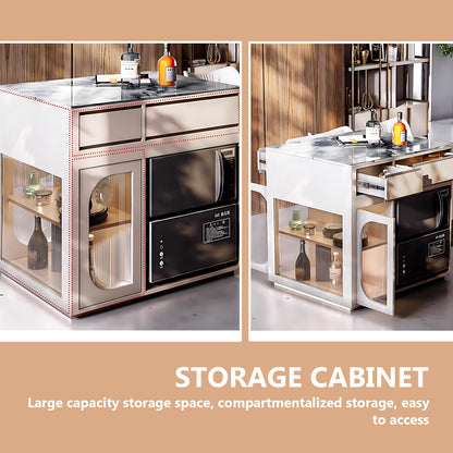 Aihm-Lon Kitchen Island with Extendable Table Side Storage 86.61"-102.36"